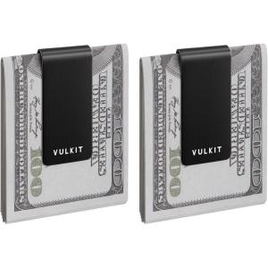 VULKIT Money Clip Stainless Steel Cash Holder EDC Accessories Men’s Money Clips(Black-2pcs)
