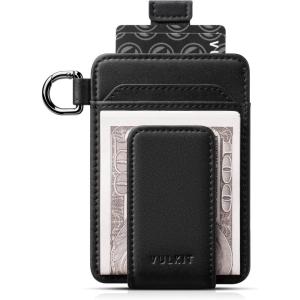 VULKIT Money Clip Wallet with Key Ring Slim Minimalist Design Magnetic Cash Clip Credit Card Wallet for Mens Womens(Black)