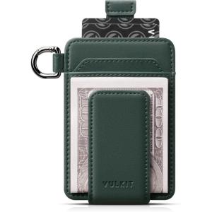 VULKIT Money Clip Wallet with Key Ring Slim Minimalist Design Magnetic Cash Clip Credit Card Wallet for Mens Womens(Green)
