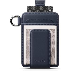 VULKIT Money Clip Wallet with Key Ring Slim Minimalist Design Magnetic Cash Clip Credit Card Wallet for Mens Womens(Navy)