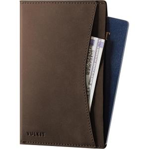 VULKIT Passport Cover Ultra Slim Design Leather Passport Sleeve RFID Blocking with 2 Card Slots, Anti-Theft Travel Essentials(Espresso)