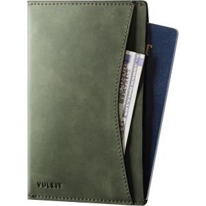 VULKIT Passport Cover Ultra Slim Design Leather Passport Sleeve RFID Blocking with 2 Card Slots, Anti-Theft Travel Essentials(Green)