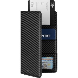 VULKIT Passport Holder Wallet RFID Blocking Travel Wallet for Men & Women(Carbon Fiber Black)
