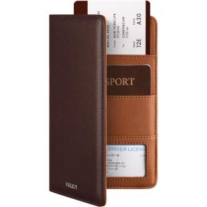VULKIT Passport Holder Wallet RFID Blocking Travel Wallet for Men & Women(Top Grain Cowhide – Wine & Brown)
