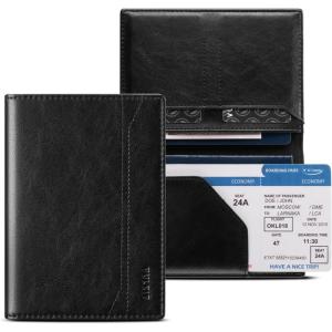 VULKIT Passport Holder for Travel, Rfid Blocking Passport Cover, Slim Travel Wallet for Men & Women, Cognac Brown(Charcoal Black)
