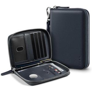 VULKIT Passport Holder for Travel with Airtag Slot, Premium Nappa Leather, RFID Blocking, Zipper Closure with Wrist Strap, Travel Document Organizer(Nappa Navy)