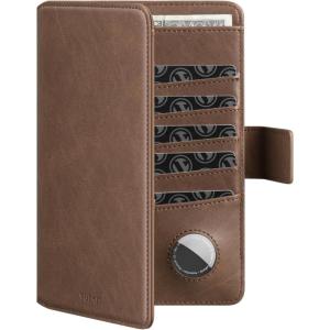 VULKIT Passport Holder with Airtag Holder RFID Blocking Passport Wallet Travel Leather Passport for Women(Black Brown)(Espresso)