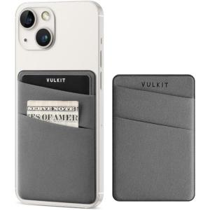 VULKIT Phone Card Holder Slim Elastic Adhesive Phone Wallet Credit Card Sleeves Sticker for Back of Smartphone(Lilac)(Grey)