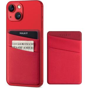 VULKIT Phone Card Holder Slim Elastic Adhesive Phone Wallet Credit Card Sleeves Sticker for Back of Smartphone(Lilac)(Red)