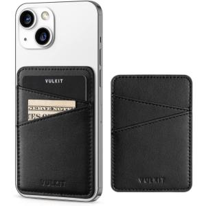 VULKIT Phone Card Holder Wallet Leather Adhesive Pocket RFID Blocking Credit Card Sleeves Stick Back of Phone Smartphones Black(Black)