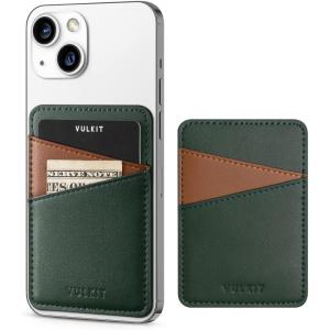 VULKIT Phone Card Holder Wallet Leather Adhesive Pocket RFID Blocking Credit Card Sleeves Stick Back of Phone Smartphones Black(Green)