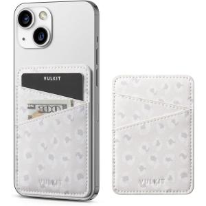 VULKIT Phone Card Holder Wallet Leather Adhesive Pocket RFID Blocking Credit Card Sleeves Stick Back of Phone Smartphones Black(Leopard)