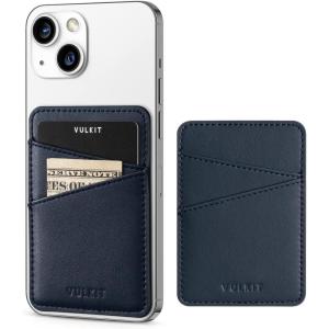 VULKIT Phone Card Holder Wallet Leather Adhesive Pocket RFID Blocking Credit Card Sleeves Stick Back of Phone Smartphones Black(Navy)