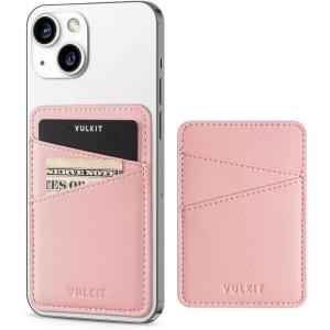 VULKIT Phone Card Holder Wallet Leather Adhesive Pocket RFID Blocking Credit Card Sleeves Stick Back of Phone Smartphones Black(Rose)