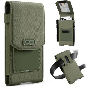 VULKIT Phone Holster Fits iPhone Series, Galaxy Series, Moto, Universal-Fitted, with ID Window & Pen Slot, Heavy Duty Nylon Phone Belt Holder(Army Green)