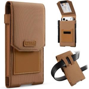VULKIT Phone Holster Fits iPhone Series, Galaxy Series, Moto, Universal-Fitted, with ID Window & Pen Slot, Heavy Duty Nylon Phone Belt Holder(Khaki)
