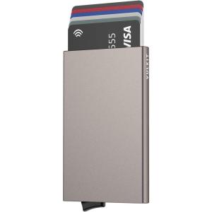 VULKIT Pop Up Wallet, Slim Minimalist Credit Card Holder For Men and Women RFID Blocking Mini Metal Case Wine(nickel grey)
