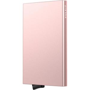 VULKIT Pop Up Wallet, Slim Minimalist Credit Card Holder For Men and Women RFID Blocking Mini Metal Case Wine(rose gold)