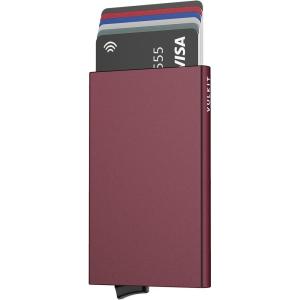 VULKIT Pop Up Wallet, Slim Minimalist Credit Card Holder For Men and Women RFID Blocking Mini Metal Case Wine(wine)