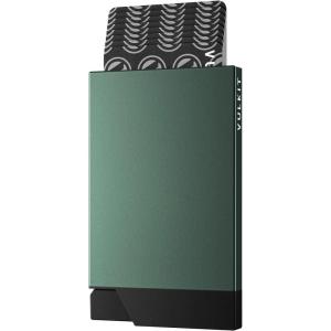 VULKIT Pop up Card Holder Minimalist Credit Card Holder RFID Blocking Slim Metal Card Case for Men or Women(Rose Gold)(Midnight Green)