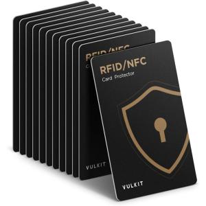 VULKIT RFID Blocking Cards 12 Pack Credit Card Protectors NFC Contactless Cards Protection for Business & Travel Wallet(VCP100-12P-Black)