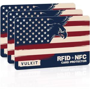 VULKIT RFID Blocking Cards 3 Pack Contactless Protection for RFID/NFC Anti-Theft Esssentials for Travel, Shopping & Business Occasions(The United States – 3 Pack)