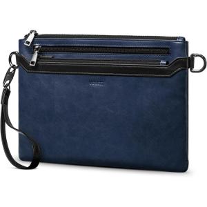 VULKIT RFID Blocking Clutch Bag for Men, Large Men’s Wristlet Wallet, Business Handbag(Navy Steel)
