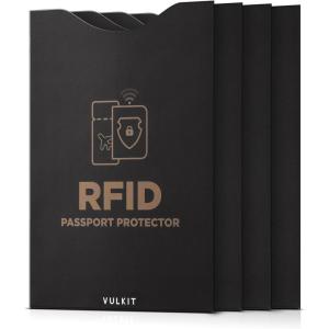 VULKIT RFID Blocking Sleeves 4 Passport Holders, Anti-Theft RFID Blocker Sets Travel Essentials Fits Bags & Purses(4 Passport Sleeves)