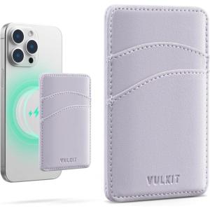 VULKIT Slim Leather Women Phone Wallet RFID Blocking Magnetic Phone Case Back of Smartphone(Lilac)