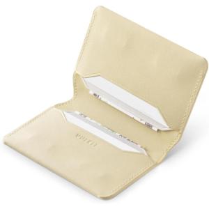VULKIT Slim Minimalist Card Holder RFID Blocking Leather Credit Card Holder Front Pocket Wallet Magnetic Closure(Cream)