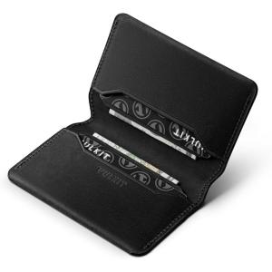 VULKIT Slim Minimalist Card Holder RFID Blocking Leather Credit Card Holder Front Pocket Wallet Magnetic Closure(Handicrafts Cowhide- Black)