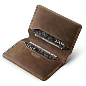 VULKIT Slim Minimalist Card Holder RFID Blocking Leather Credit Card Holder Front Pocket Wallet Magnetic Closure(Handicrafts Cowhide- Espresso)
