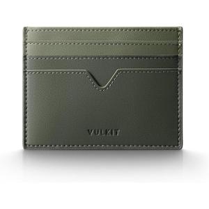 VULKIT Slim Minimalist Wallet for Men, RFID Blocking Credit Card Holder, Compact Front Pocket Wallet Holds 6+ Cards, Cash Notes & Coins, Easy Carry, Ultra Thin(Green)