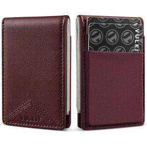 VULKIT Slim Money Clip Wallets – Thin FRID Credit Card Holder Minimalist Front Pocket Wallet for Men, Leather with Magnetic Money Clip, Holds Cash & Cards(Espresso)