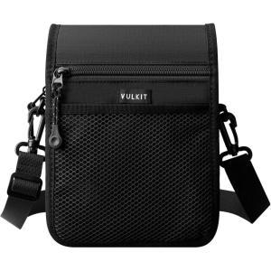 VULKIT Small Messenger Bag for Men, with Adjustable Strap Lightweight Crossbody or Shoulder Bag(Black)