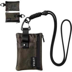 VULKIT Small Minimalist Wallet for Women and Men RFID Blocking, Zipper Coin Pouch with ID Window and Keychain, Water Resistant Travel Lanyard Wallet Blue(Camouflage)