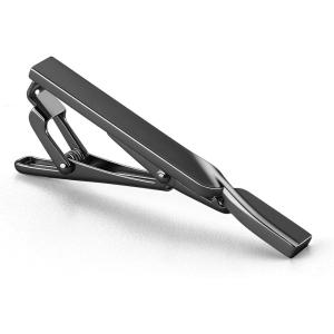 VULKIT Tie Clip Stainless Steel Gentleman Accessories Minimalist Tie Bar Clasp Clip for Business, Party, Wedding, At Work(C-Metal Black)