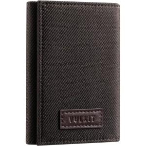VULKIT Trifold Canvas Wallet Slim Credit Card Holder with 3 ID Windows & Zipper Pocket Rfid Blocking Minimalist Nylon Wallet for Men, Small Mens Polyester Touch Fasteners Wallet (Blue)(Brown)