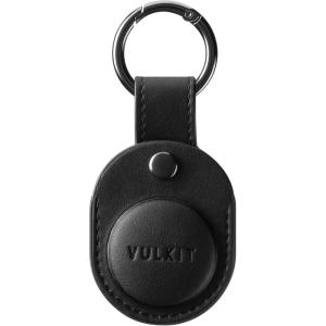 VULKIT for Air Tag Holder Keychain Full Coverage Protective Case Compatible with Air Tag, Nappa Leather(Black)