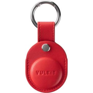 VULKIT for Air Tag Holder Keychain Full Coverage Protective Case Compatible with Air Tag, Nappa Leather(Red)