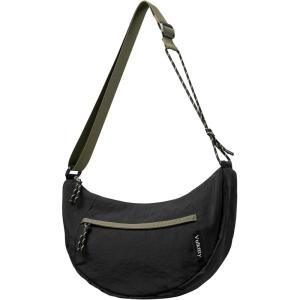 Vulkitty Nylon Crescent Bag Crossbody, Casual Sling Bag Half Moon Hobo Purse For Women Men(Black)