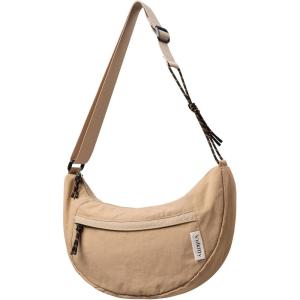 Vulkitty Nylon Crescent Bag Crossbody, Casual Sling Bag Half Moon Hobo Purse For Women Men(Khaki)