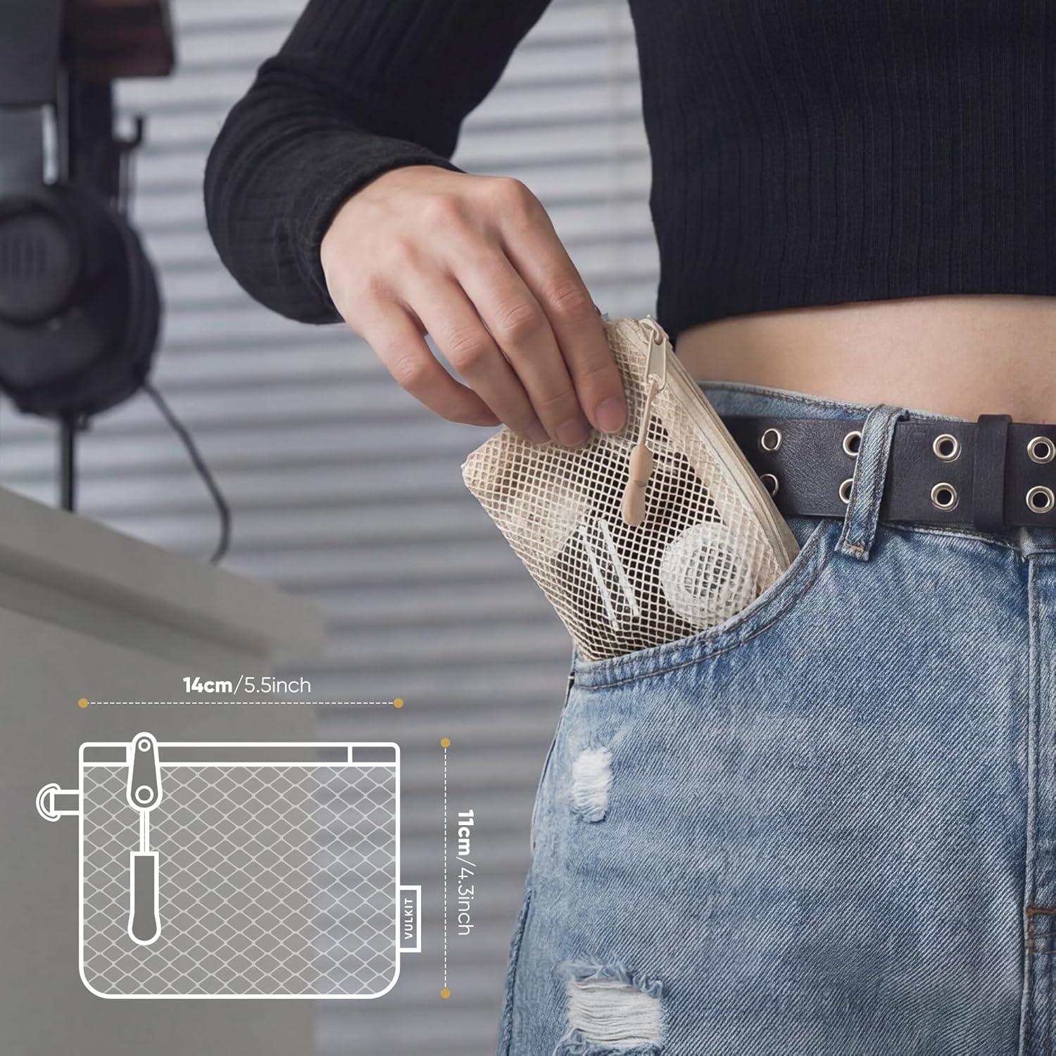 image:imageVULKIT Coin Purse Pack of 2 Zipper Wallet Change Purse Slim Travel Pouch Multifunctional Pouch Bag Everyday Carry2 PackBeige