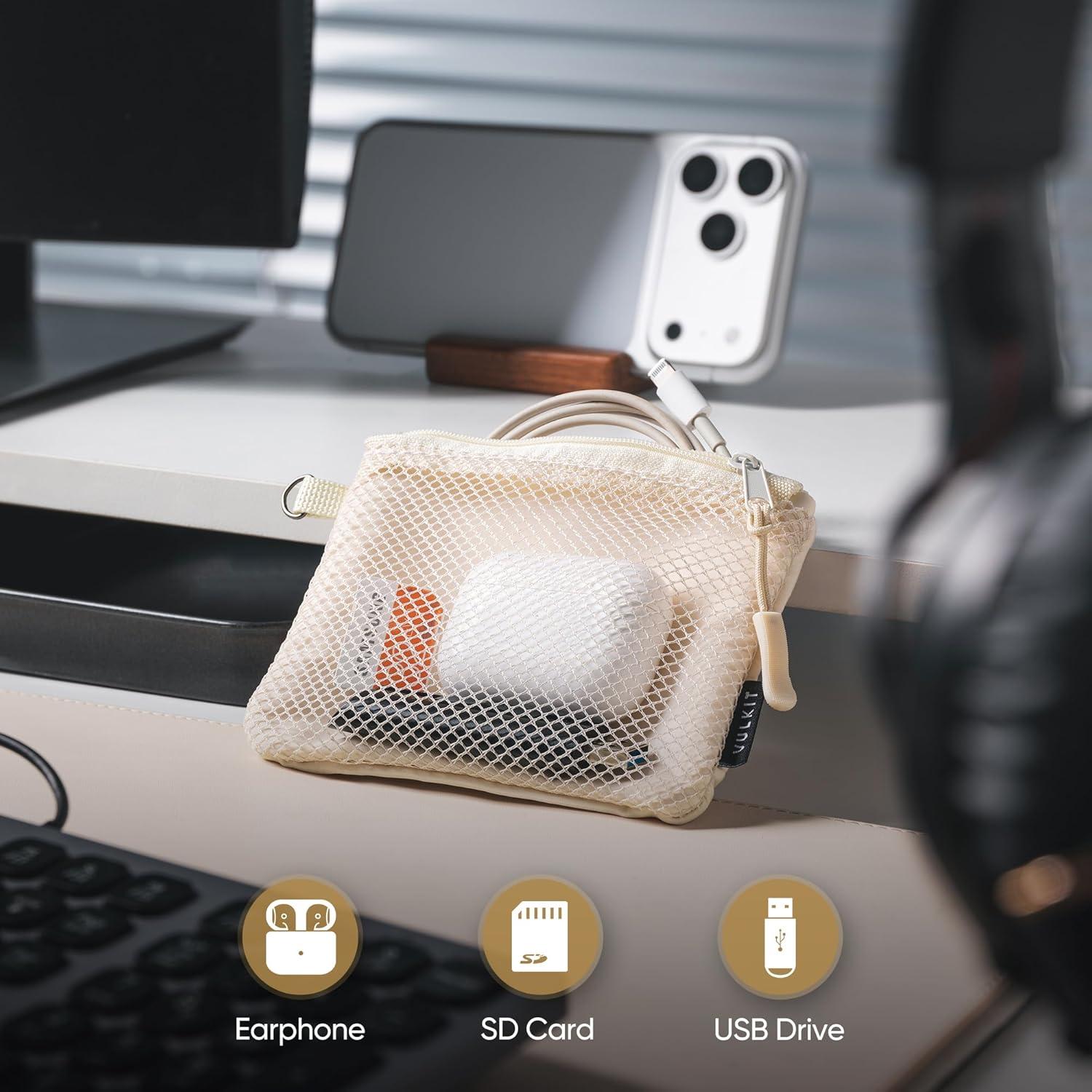 image:imageVULKIT Coin Purse Pack of 2 Zipper Wallet Change Purse Slim Travel Pouch Multifunctional Pouch Bag Everyday Carry2 PackBeige