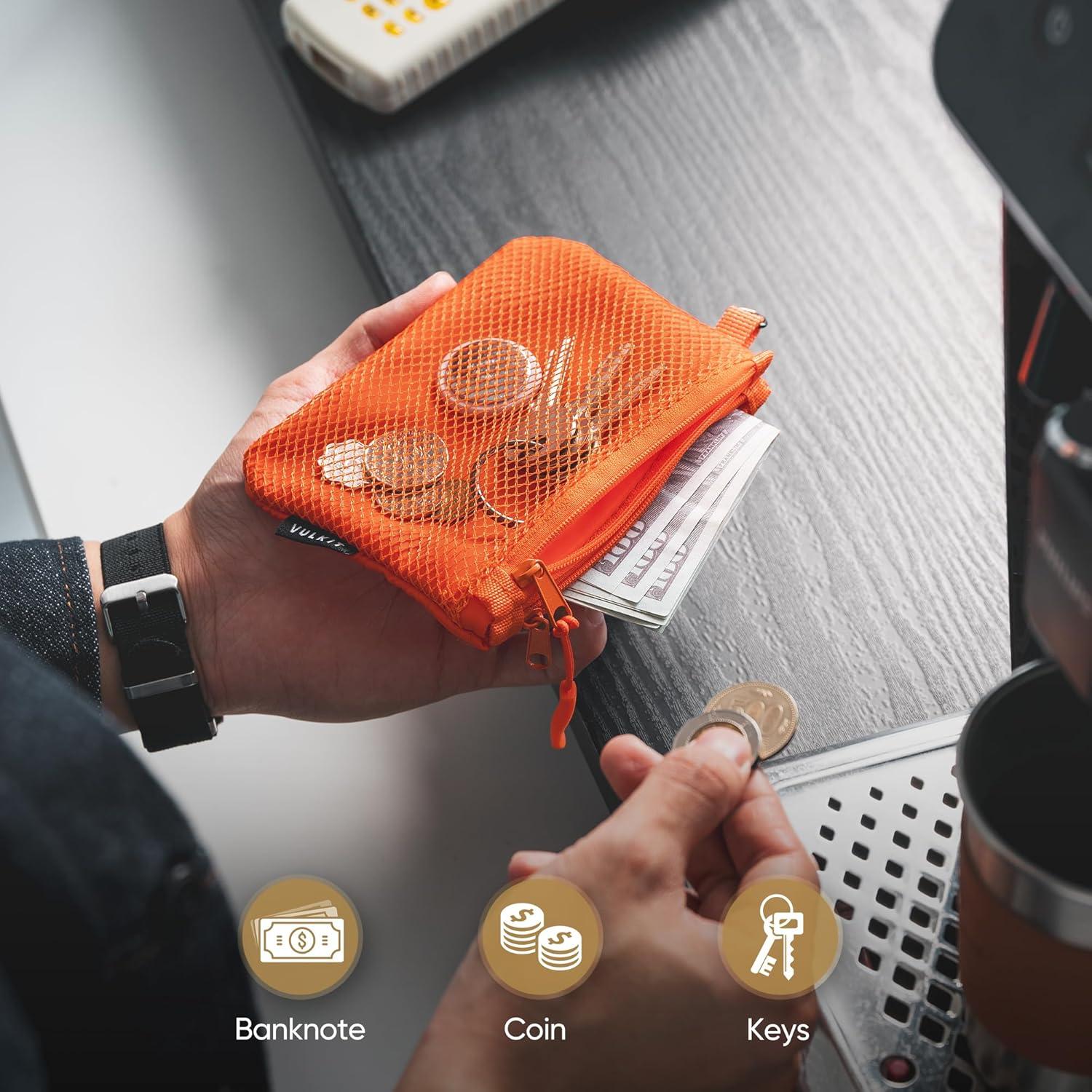 image:imageVULKIT Coin Purse Pack of 2 Zipper Wallet Change Purse Slim Travel Pouch Multifunctional Pouch Bag Everyday Carry2 PackOrange
