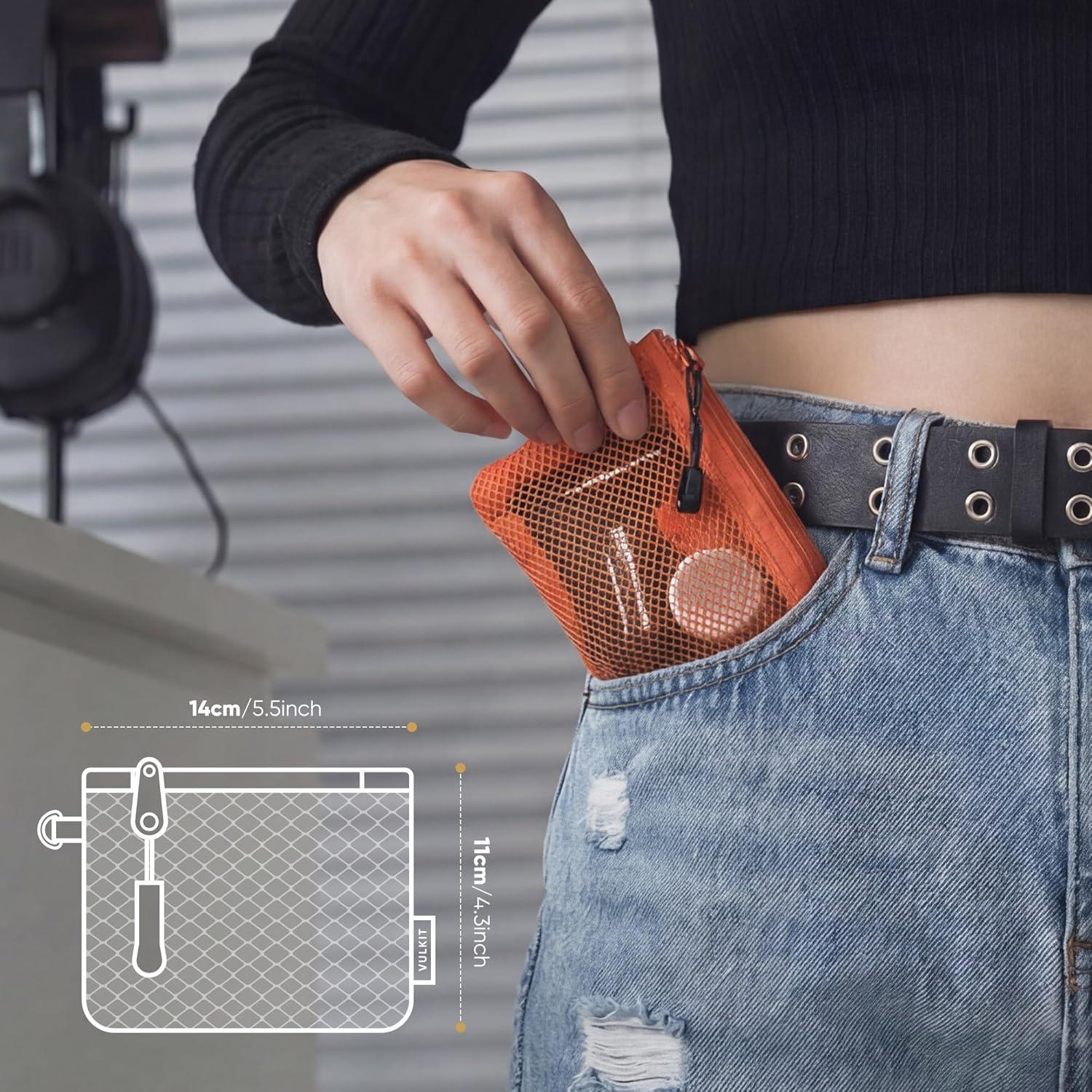 image:imageVULKIT Coin Purse Pack of 2 Zipper Wallet Change Purse Slim Travel Pouch Multifunctional Pouch Bag Everyday Carry2 PackOrange