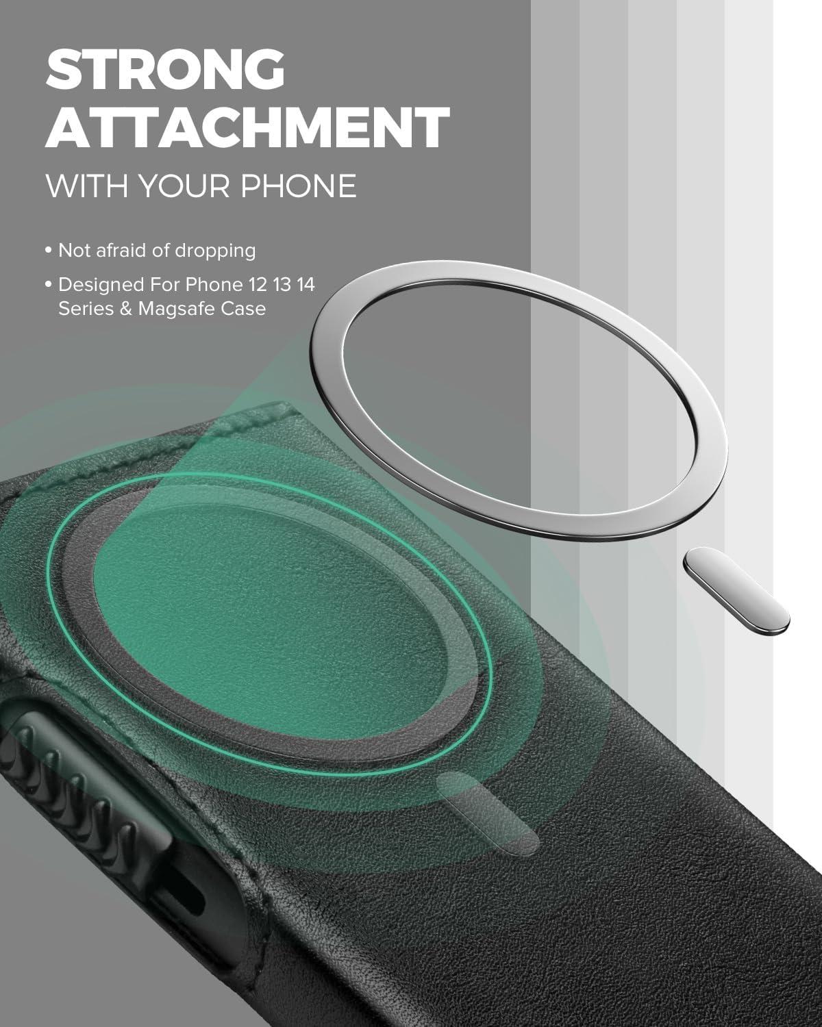 image:imageVULKIT Magnetic Wallet Card Holder Phone Card Holders Slim Leather Pop Up Case NFCRFID Blocking Compatible with iPhone 1615141312 Series Royal GreenBlack