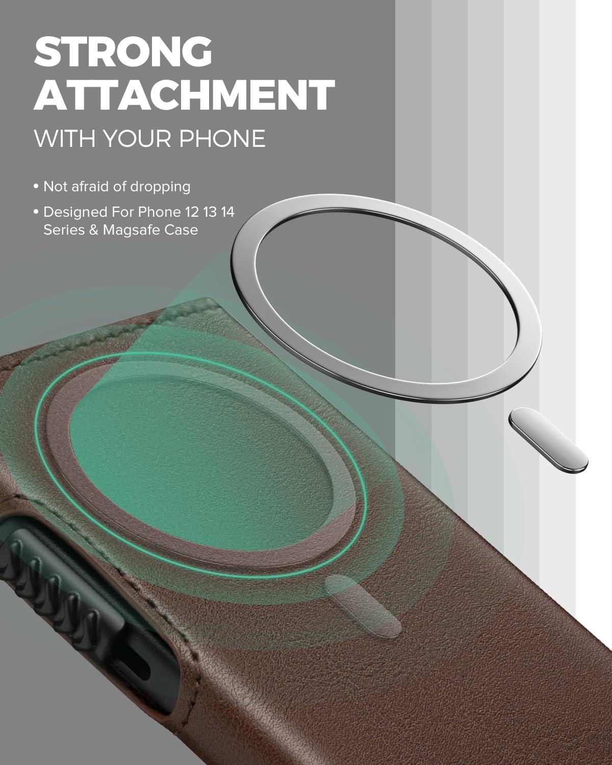 image:imageVULKIT Magnetic Wallet Card Holder Phone Card Holders Slim Leather Pop Up Case NFCRFID Blocking Compatible with iPhone 1615141312 Series Royal GreenBrown