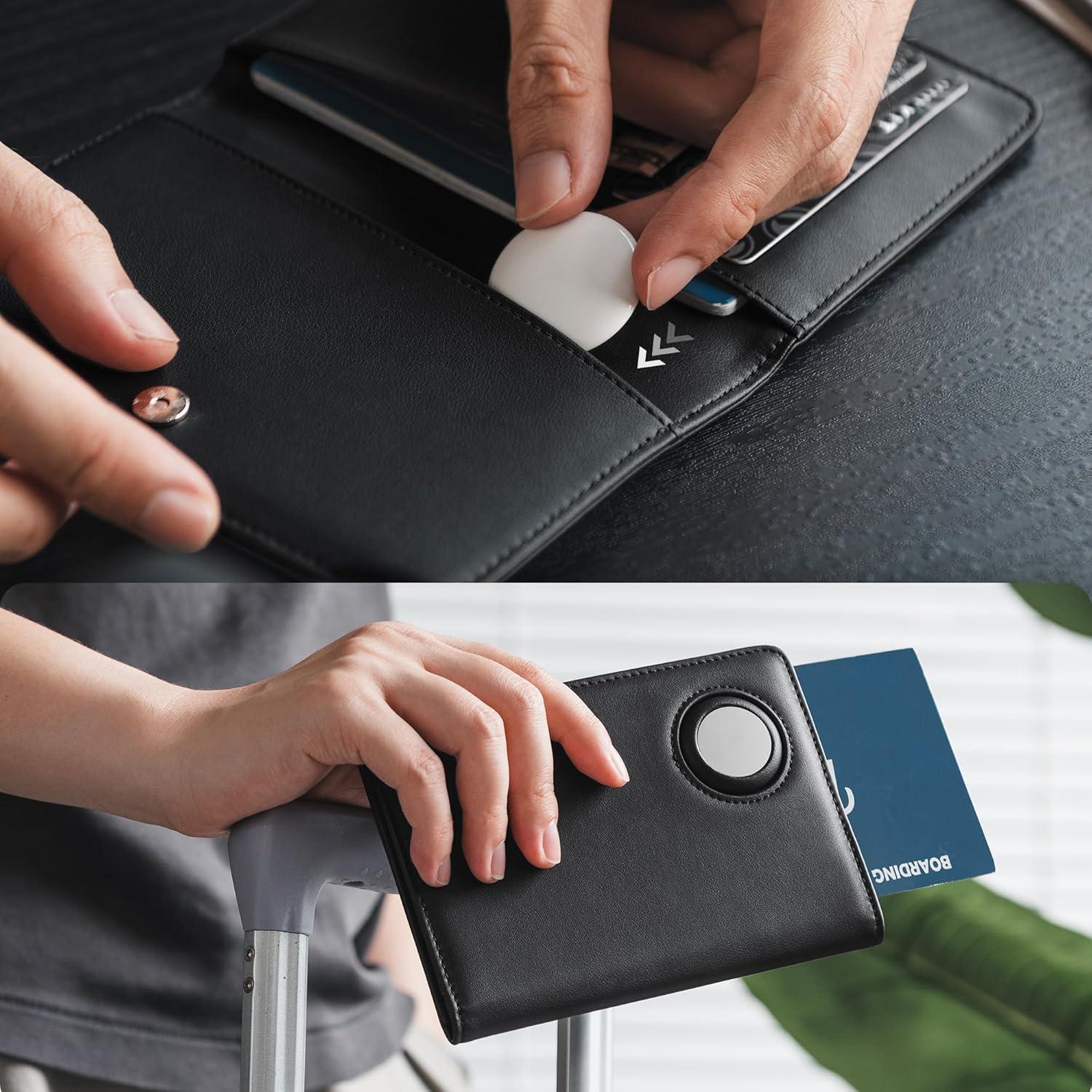 image:imageVULKIT Passport Holder with Airtag Slot Premium Nappa Leather RFID Blocking Airtag Passport WalletNappa Black