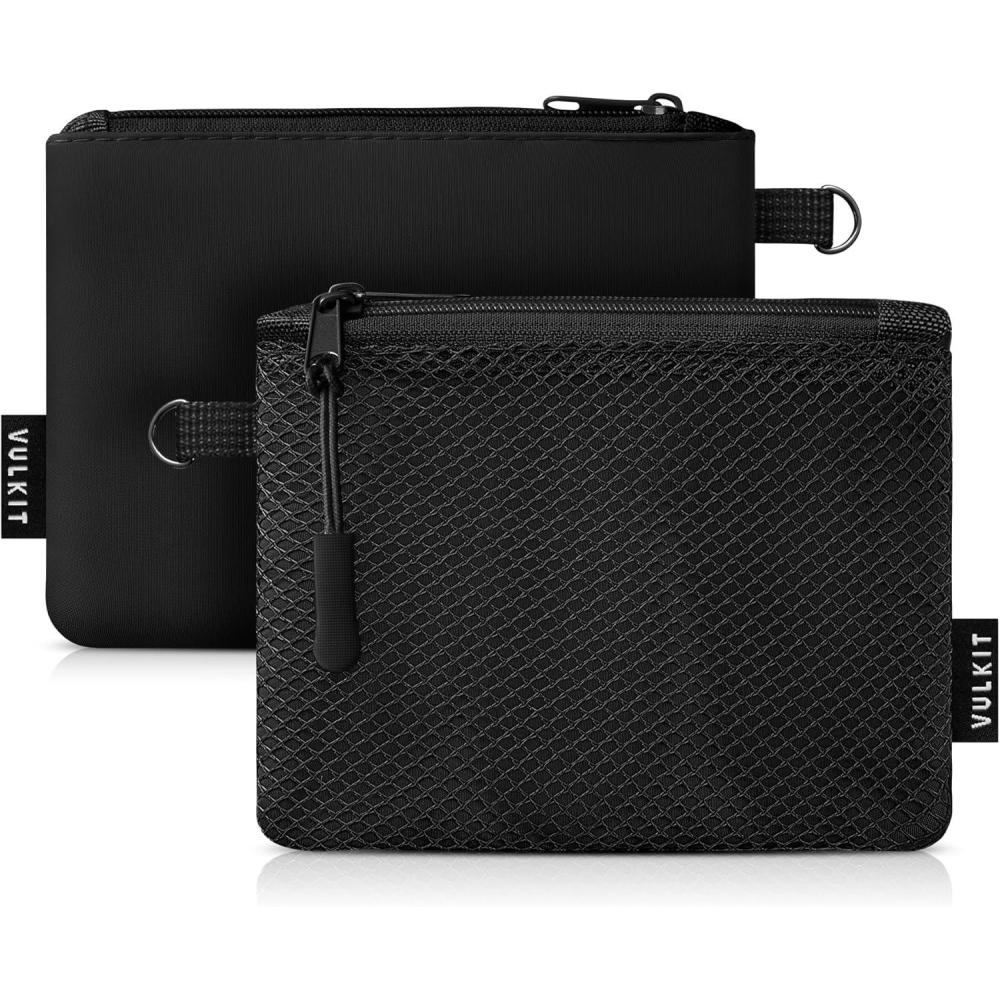 image:imageVULKIT Coin Purse Pack of 2 Zipper Wallet Change Purse Slim Travel Pouch Multifunctional Pouch Bag Everyday Carry2 PackBlack